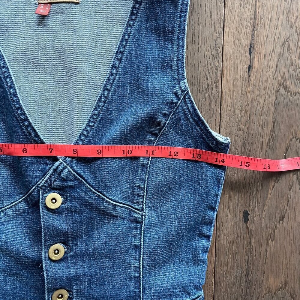 Pilcro Denim Sleeveless Jumpsuit Blue Button Front Size 2 Bootcut One Piece - Picture 6 of 10